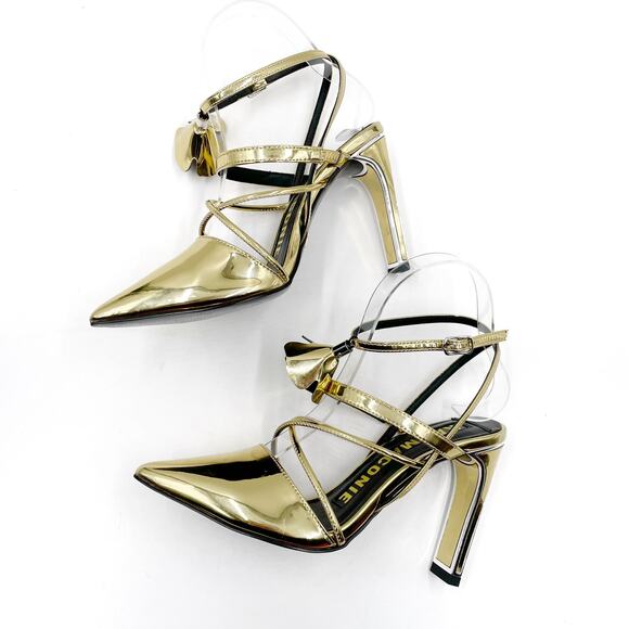 Kat‎ Maconie Louise Gold Heels Ankle Wrap Pumps Metallic Pointed Toe Sz 5 US - Picture 7 of 11